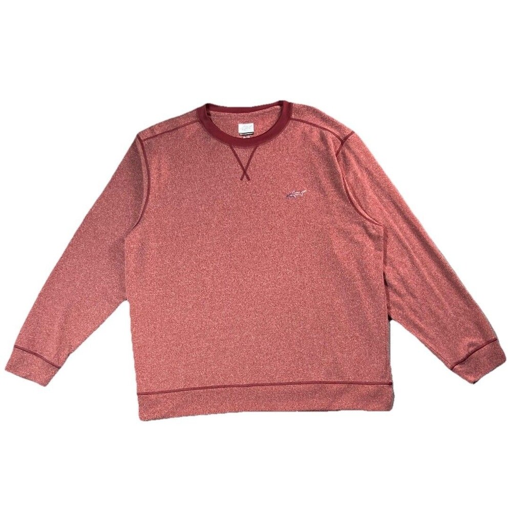 Greg Norman Sweatshirt Pullover XXL Men's Red Long Sleeve Shark Crew Neck